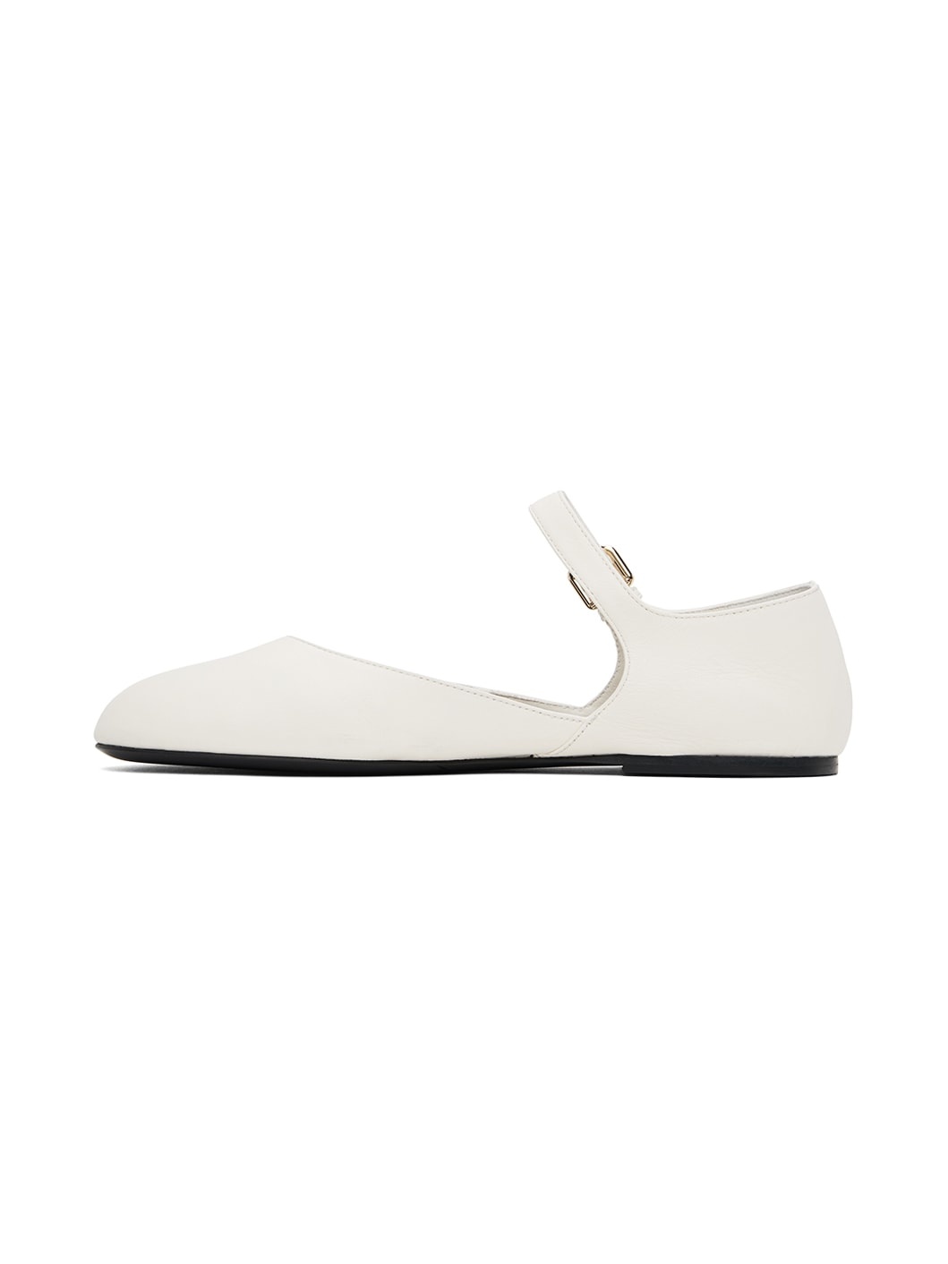 White Round Toe D'Orsay Ballerina Flats - 3