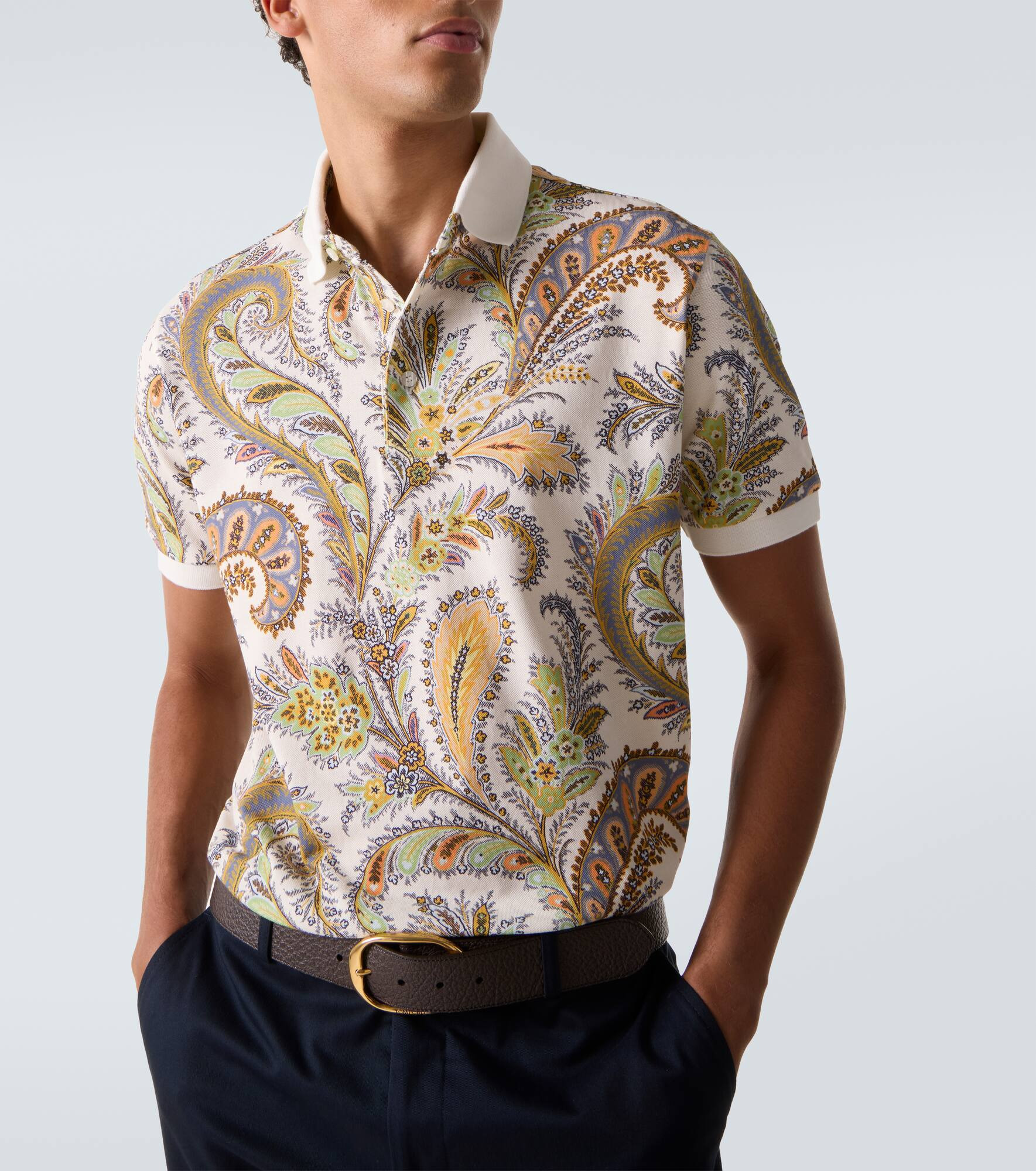 Paisley cotton piqué polo shirt - 5