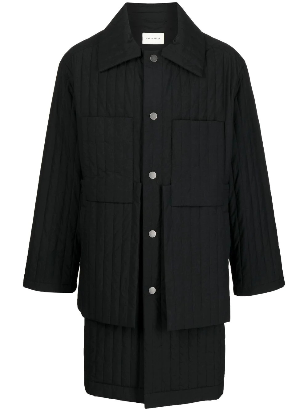 quilted single-breasted coat - 1