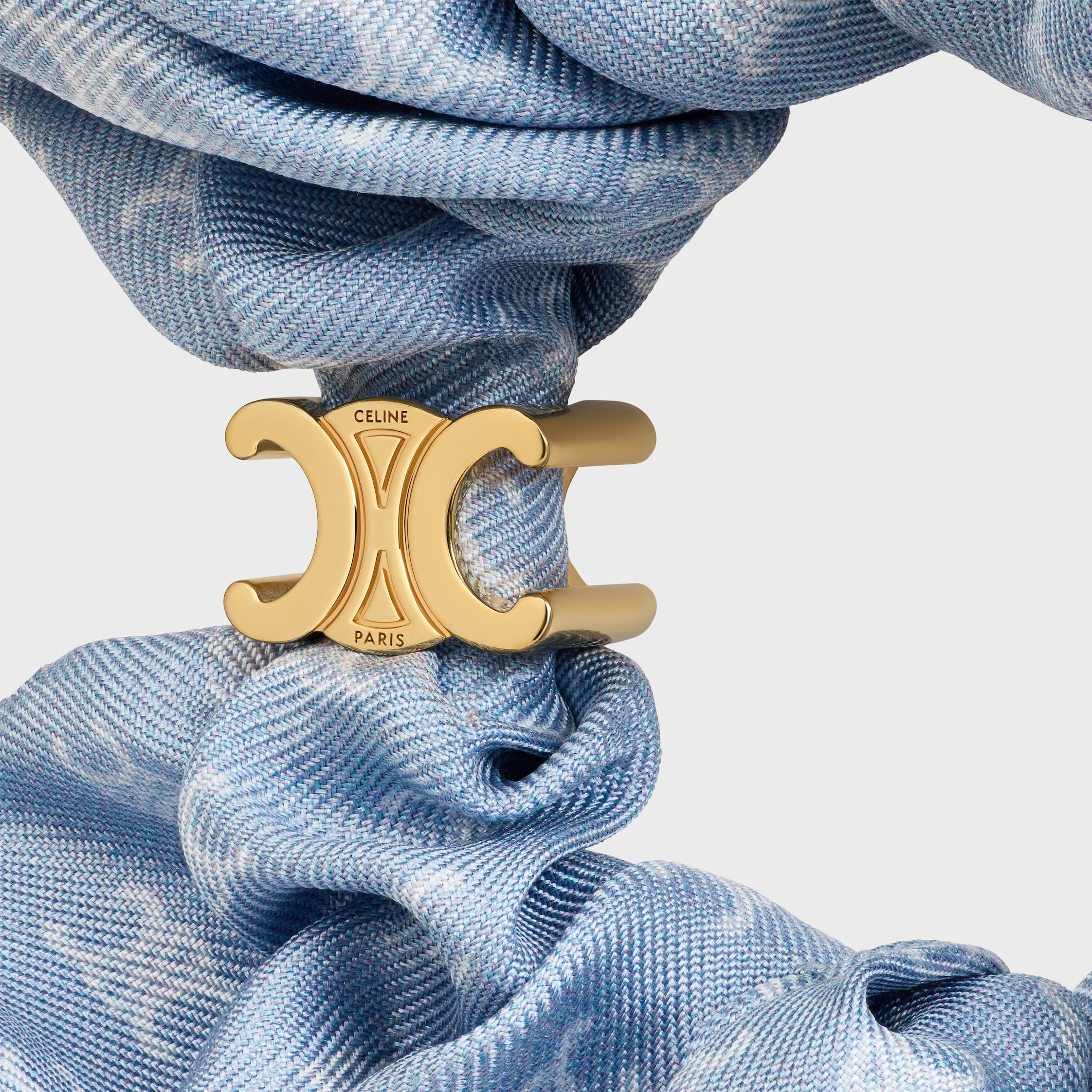 Celine Scrunchy Mini Triomphe in Silk and Brass with Gold finish - 2