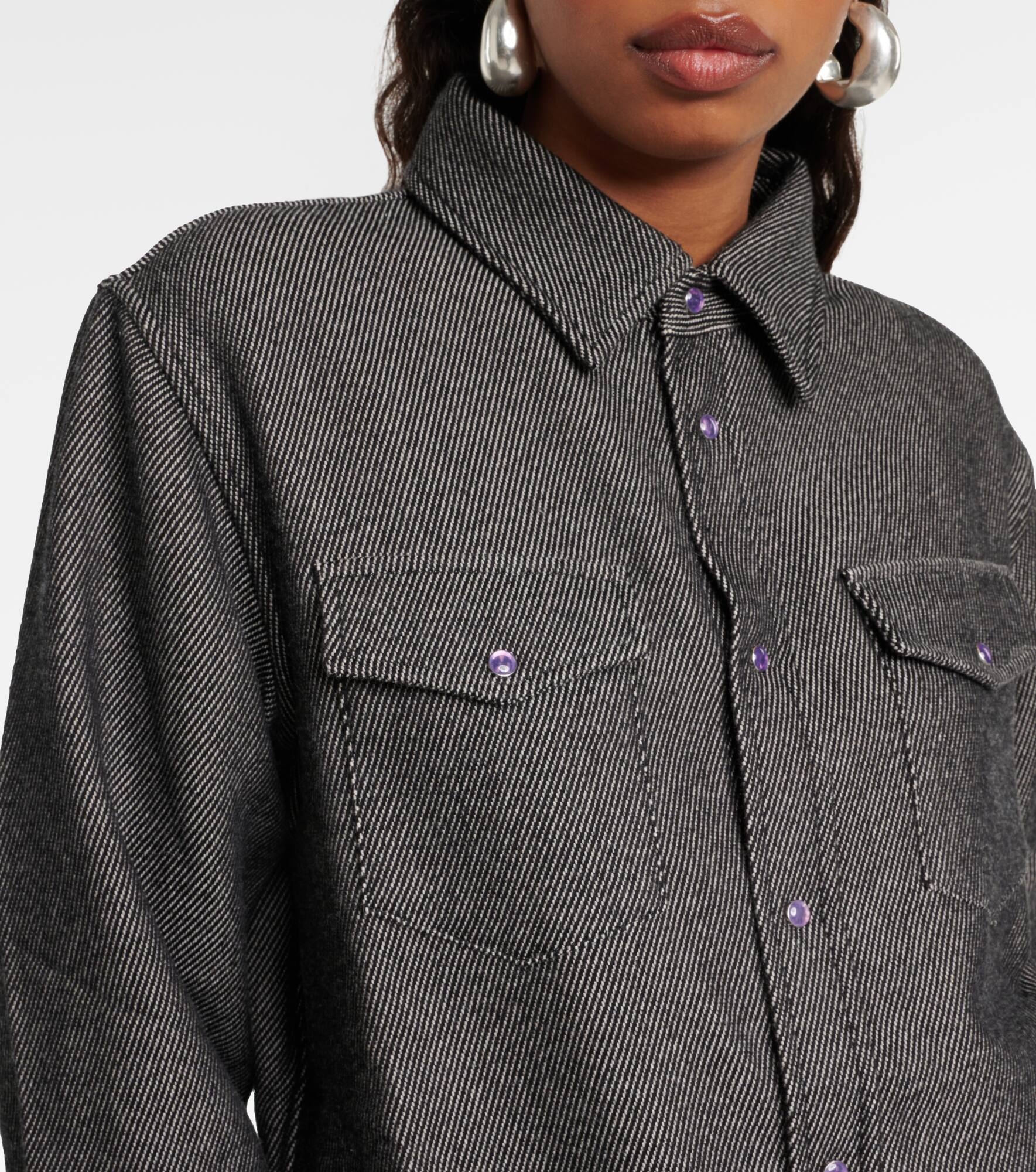 Cashmere and cotton denim shirt - 4