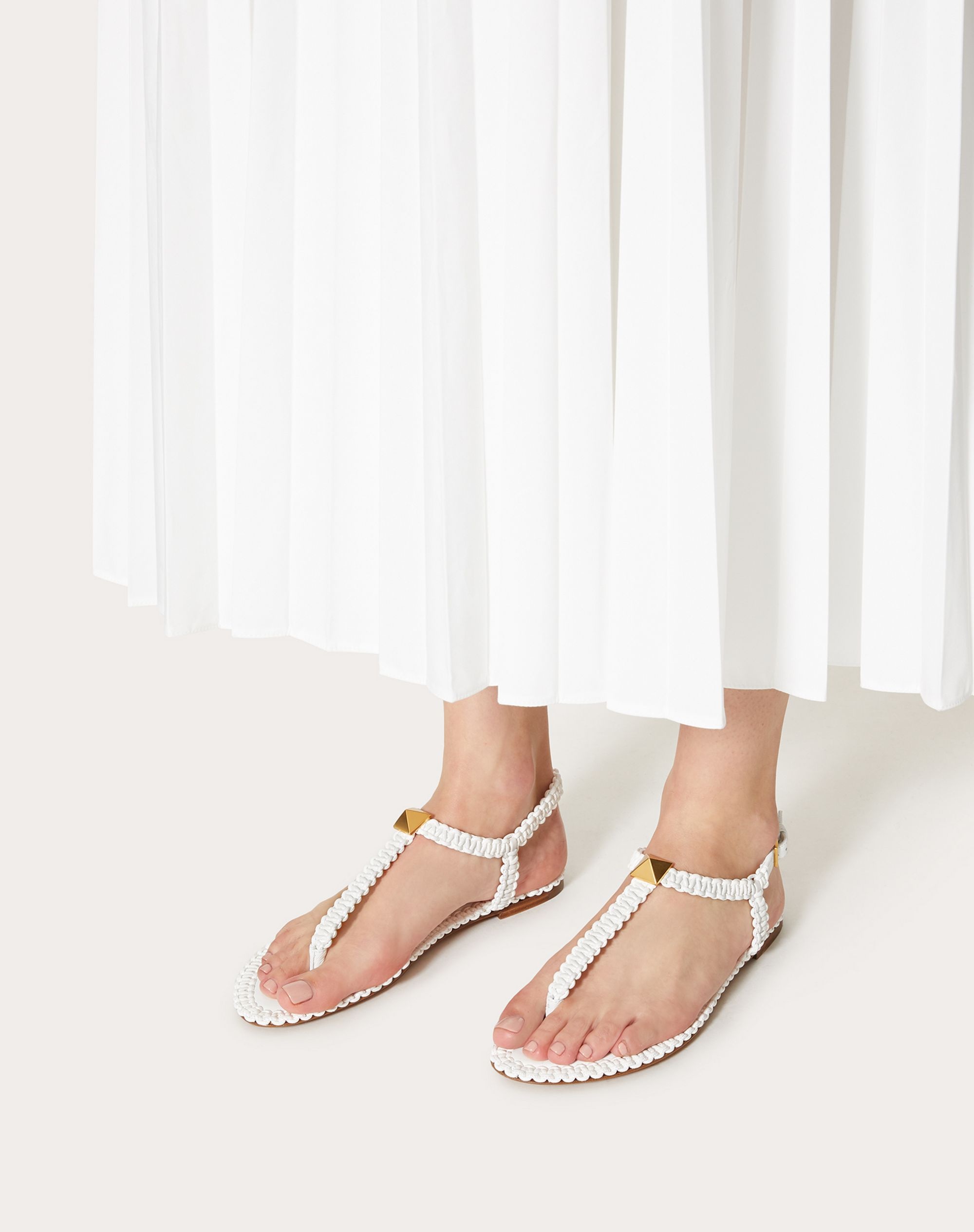 ROMAN STUD FLAT FLIP FLOP SANDAL WITH MACRAMÉ - 6