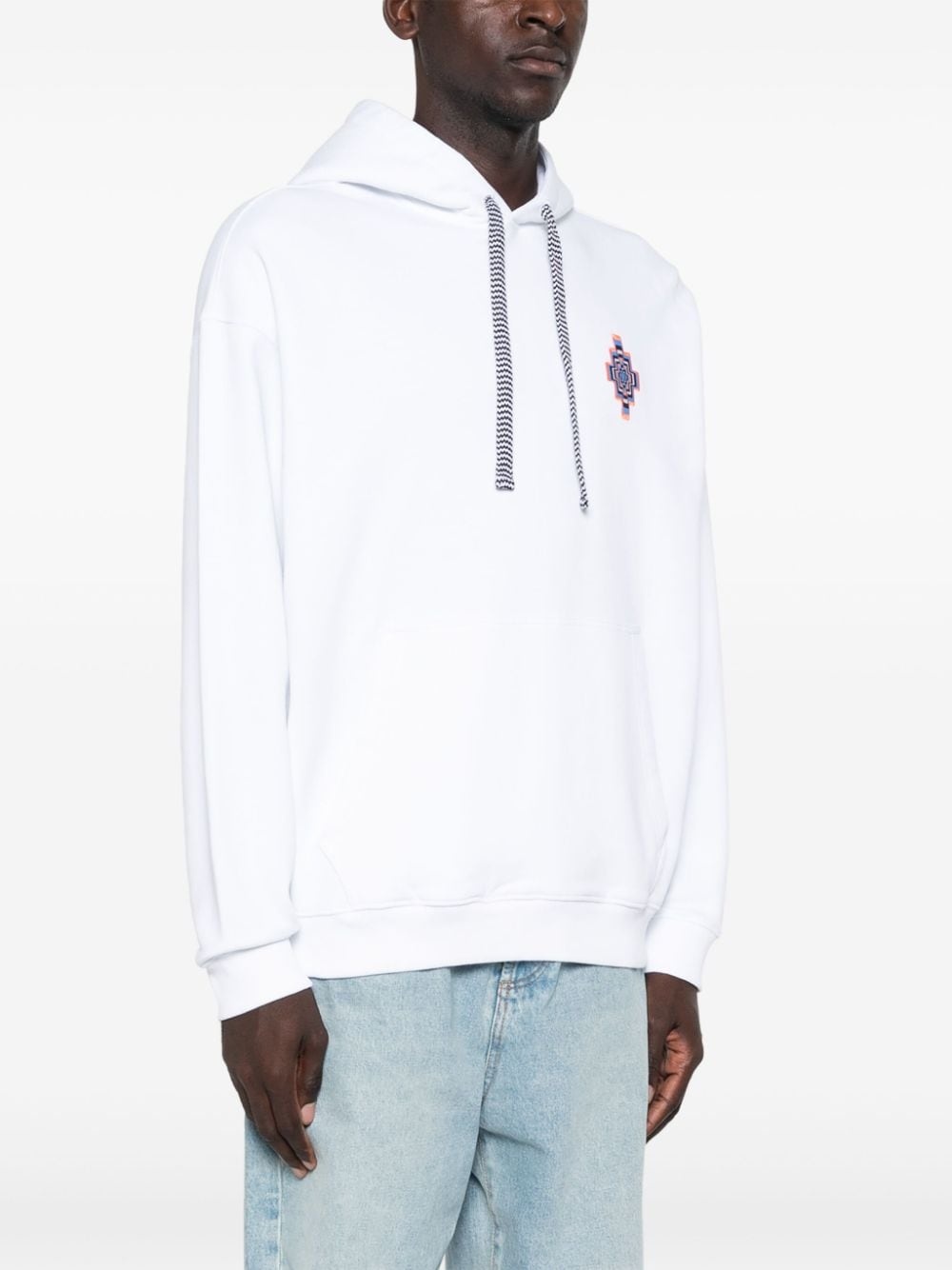 embroidered cross logo hoodie - 3