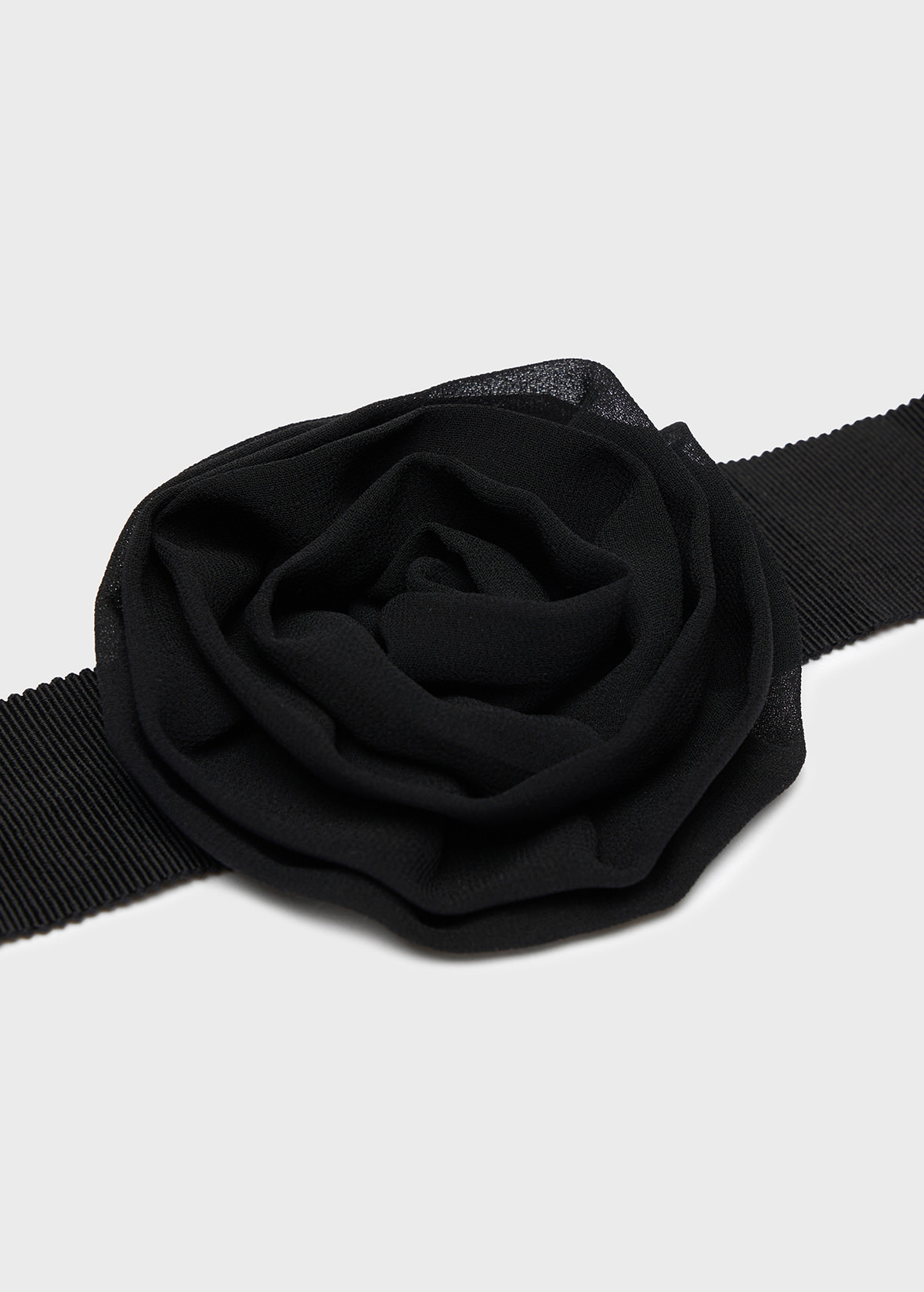 GROSGRAIN CHOKER WITH GEORGETTE ROSE - 3