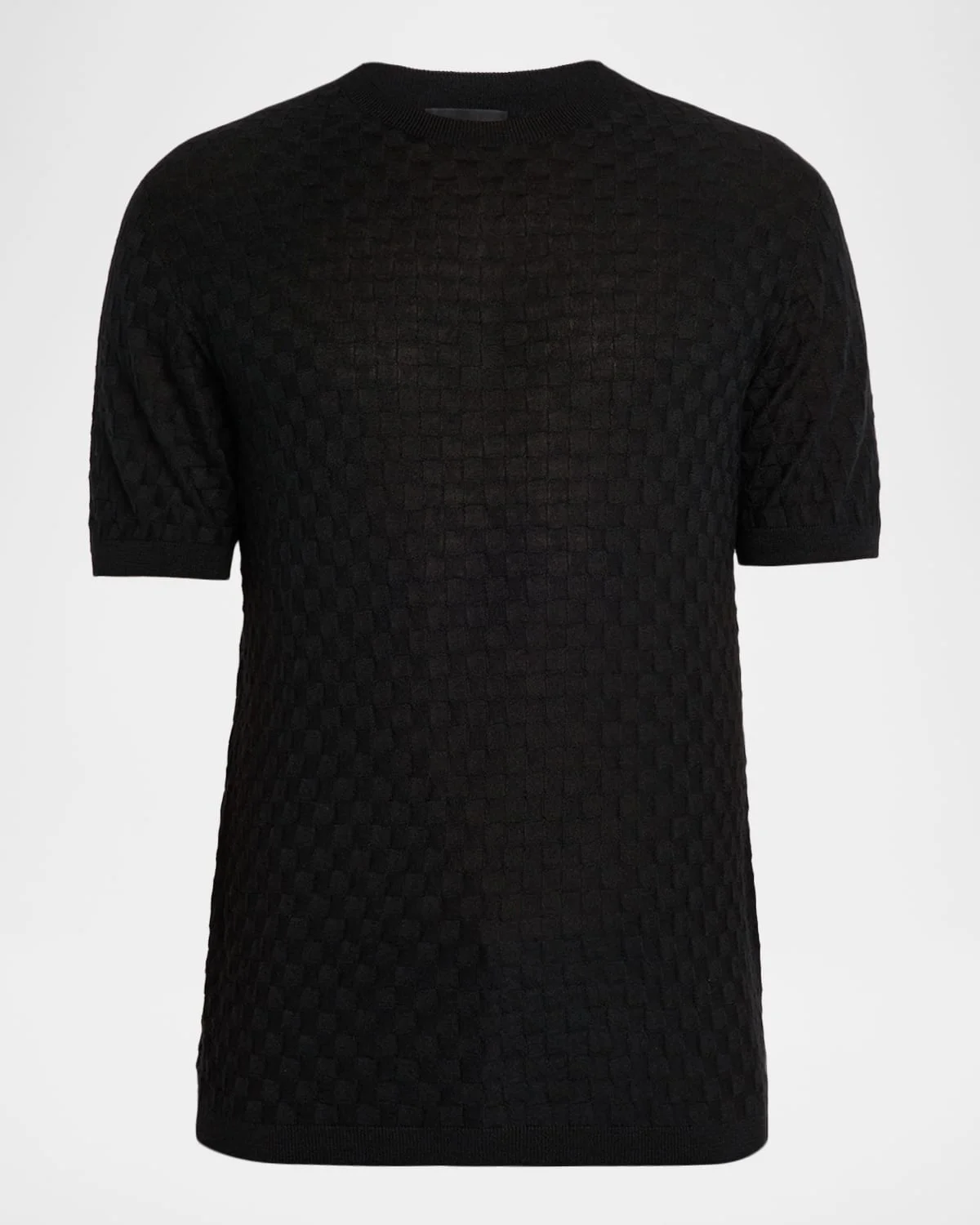 Men's Woven Quadrant Cashmere and Silk Crewneck Sweater - 1