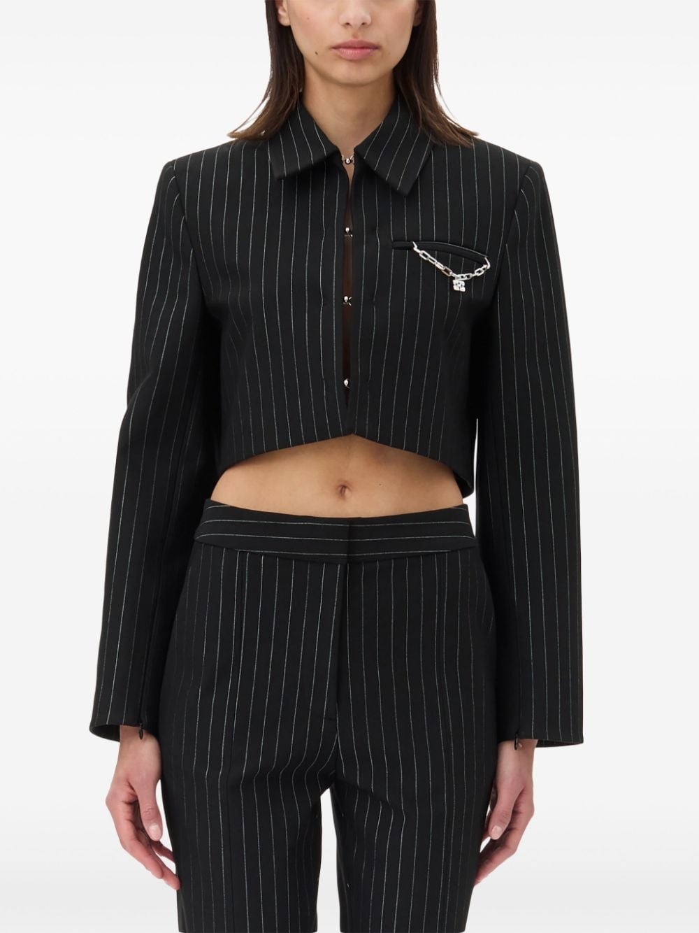 striped cropped blazer - 5