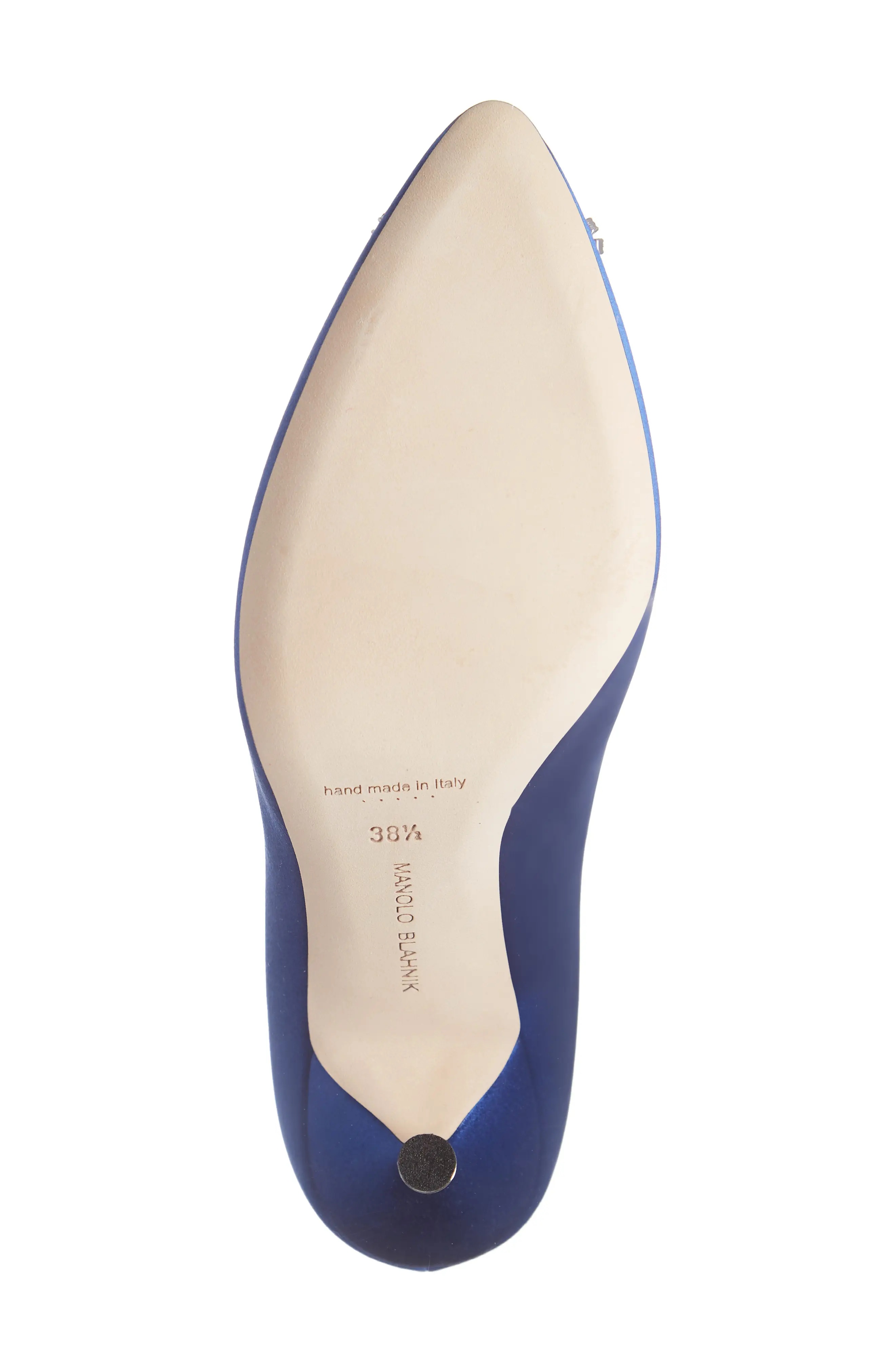 Hangisi Pointed Toe Pump in Blue Satin/Clear - 6