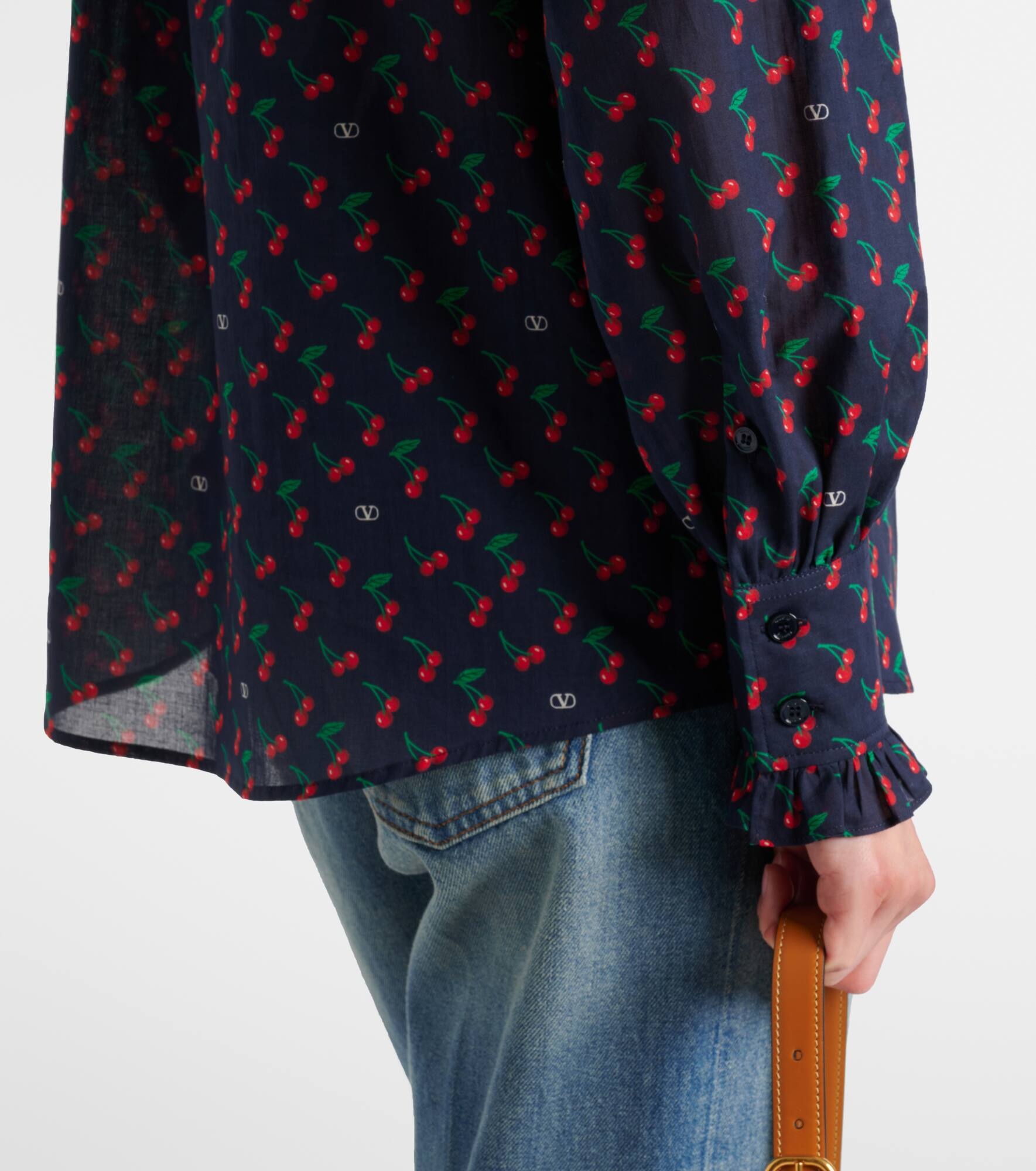 Cherryfic bow-detail cotton muslin shirt - 5