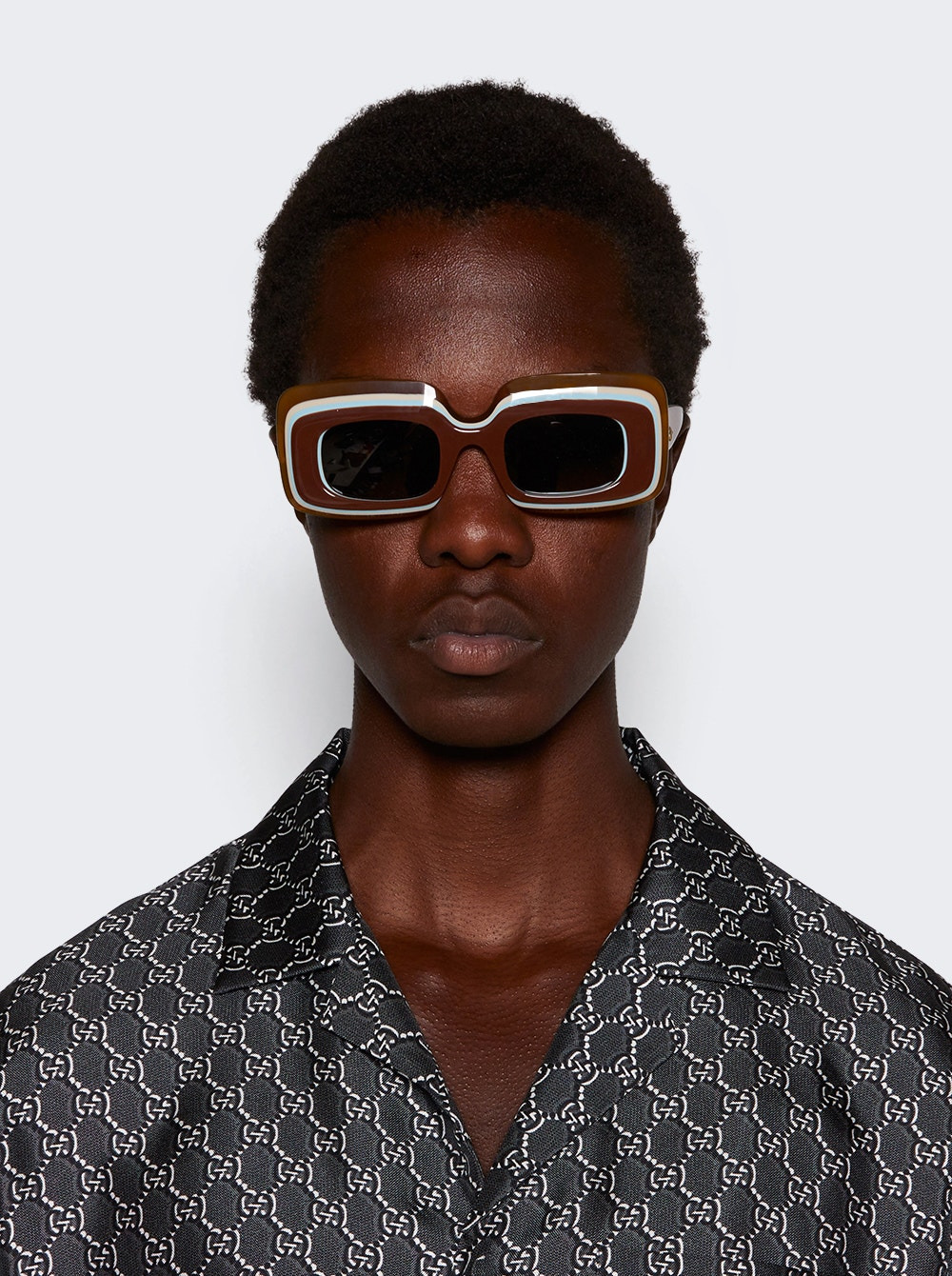 Multilayer Rectangular Sunglasses Brown - 2