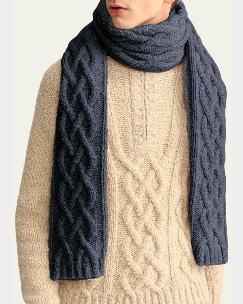 Loro Piana Men's Cable-Knit Cashmere Scarf outlook
