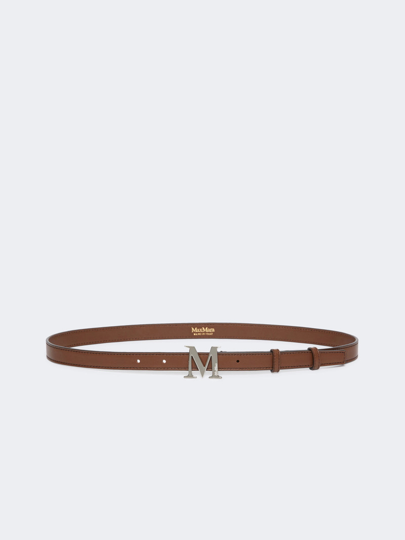 MCLASSIC20 Natural leather Monogram belt - BROWN 1