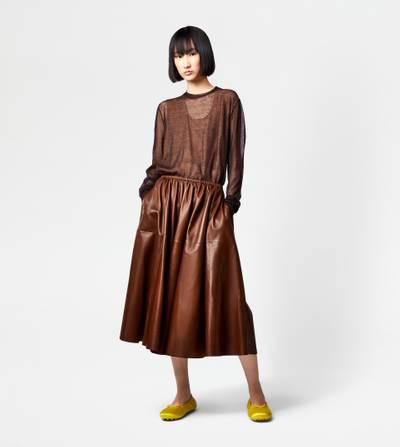 Tod's SEMI-TRANSPARENT ROUND NECK JUMPER - BROWN outlook