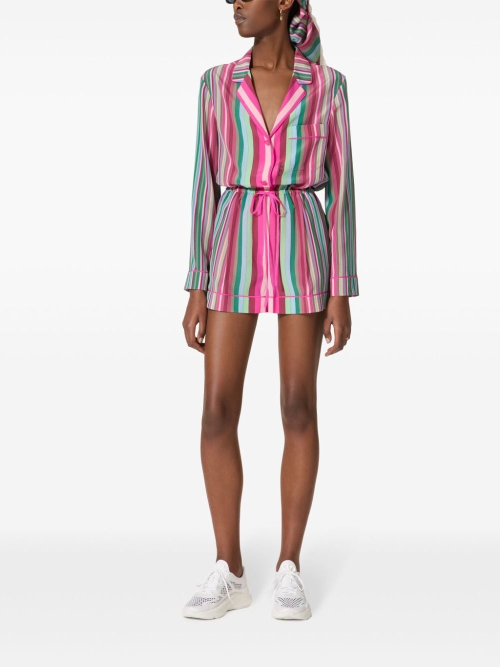 striped silk playsuit - 3