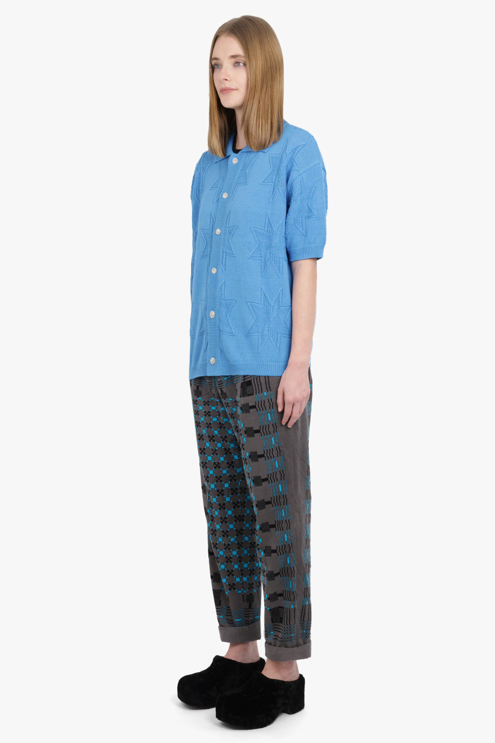 GEOMETRIC PRINT PANTS | GRAY - 4