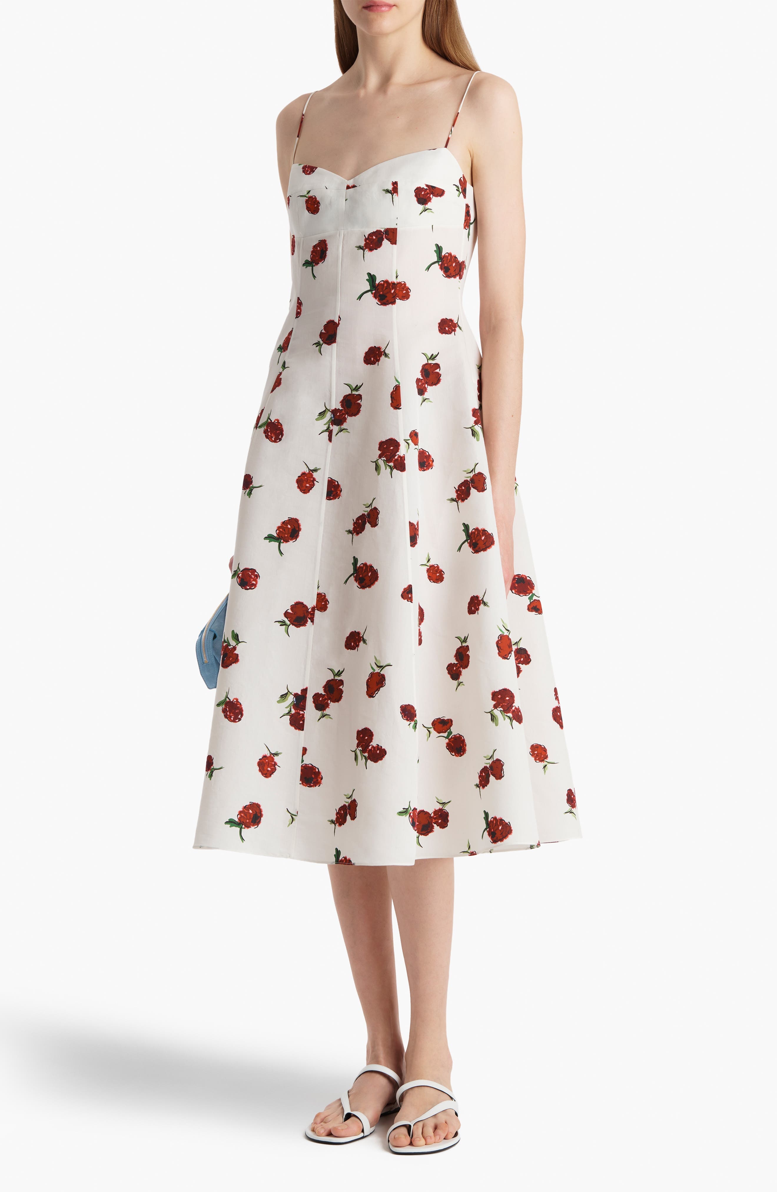 Khaite Isabella Raspberry Print Silk & Cotton Organza Dress in Raspberry/Cream at Nordstrom - 3