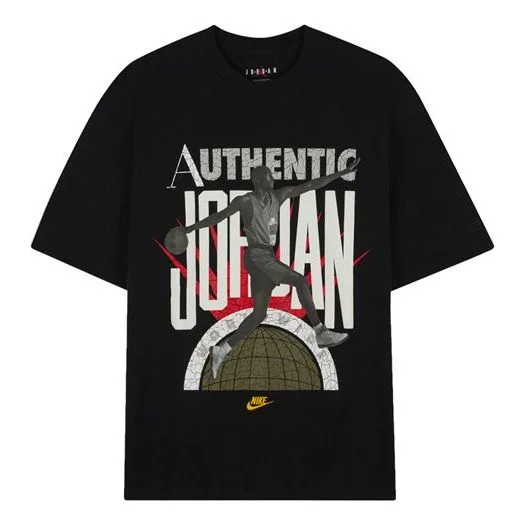 (WMNS) Air Jordan x Aleali May Crossover Casual Round Neck Pullover Sports Short Sleeve Black T-Shir - 1