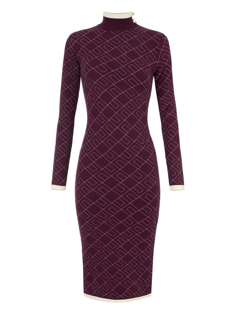 decorative-button jacquard knit midi dress 1