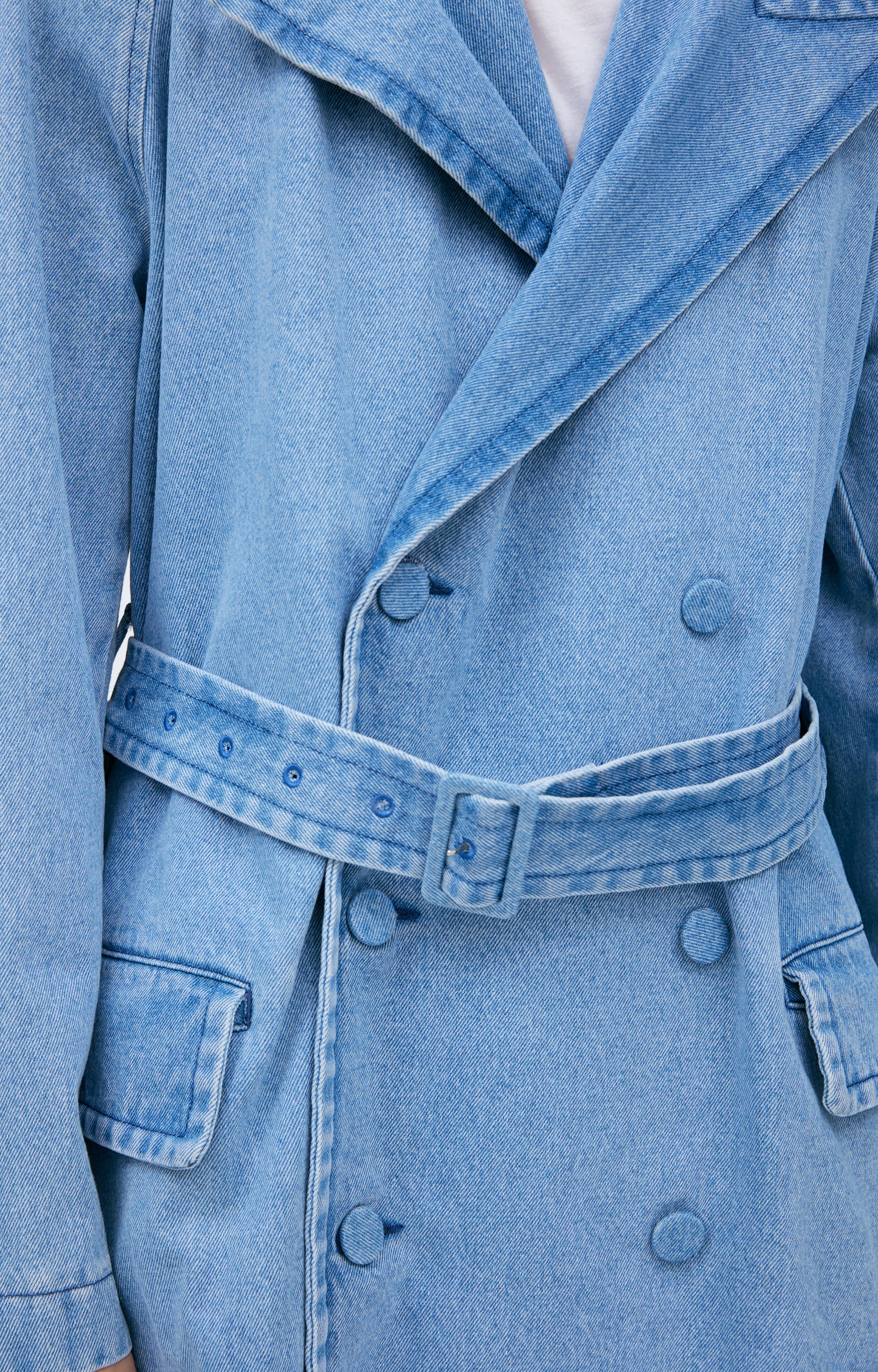 DENIM TRENCH COAT WITH BELT - 5