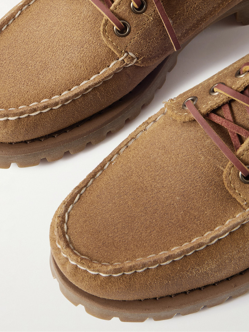 Askook Leather-Trimmed Waxed-Suede Boat Shoes 5