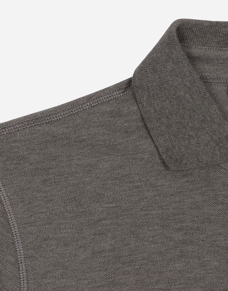 Cotton piqué polo-shirt with branded tag - 4