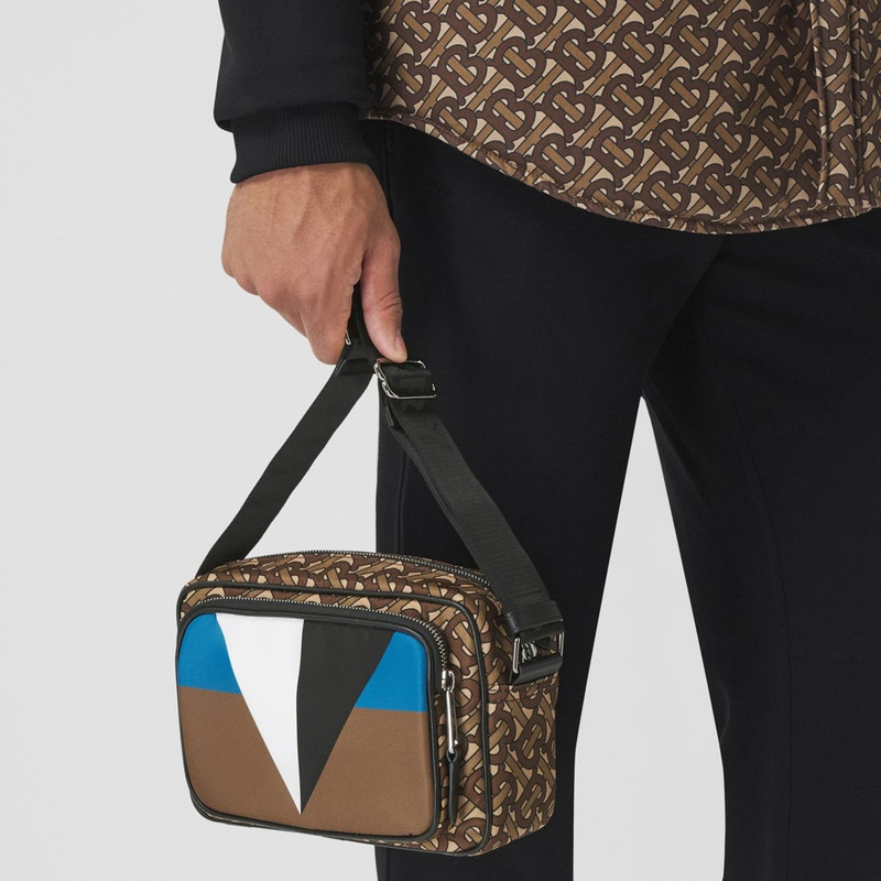 Geometric and Monogram Print Nylon Crossbody Bag 3