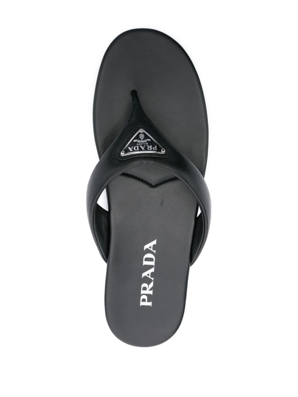 enamel-triangle leather flip flops - 4