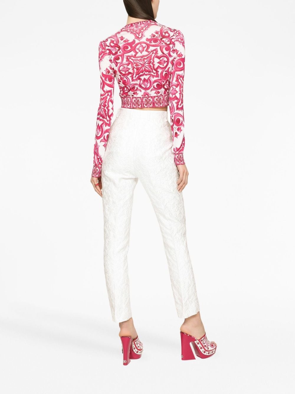 Maiolica-print cropped jumper - 4