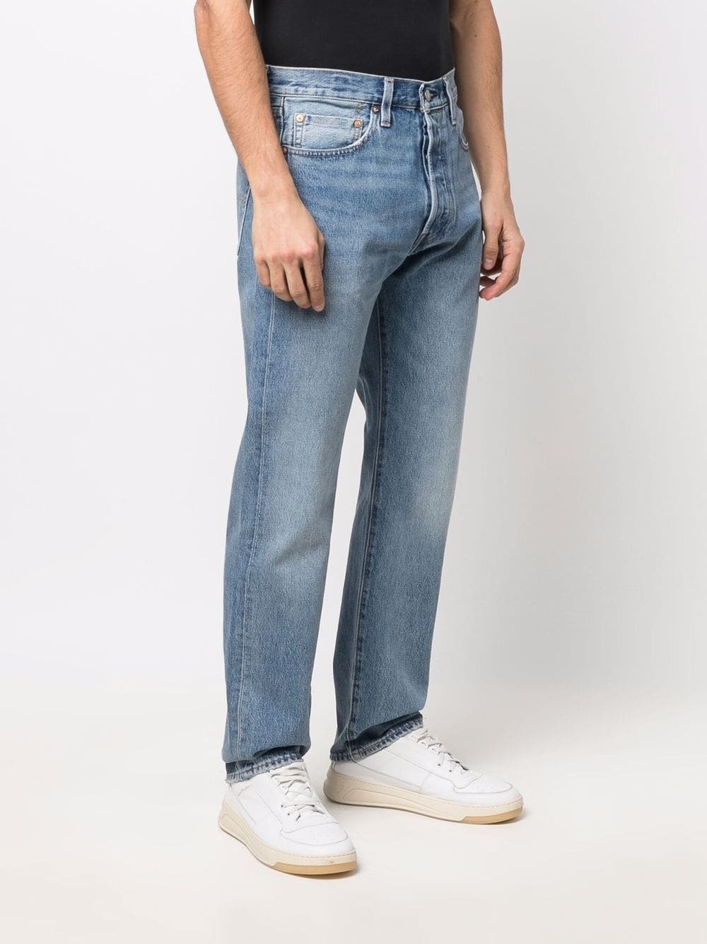 stonewashed straight-leg jeans - 3