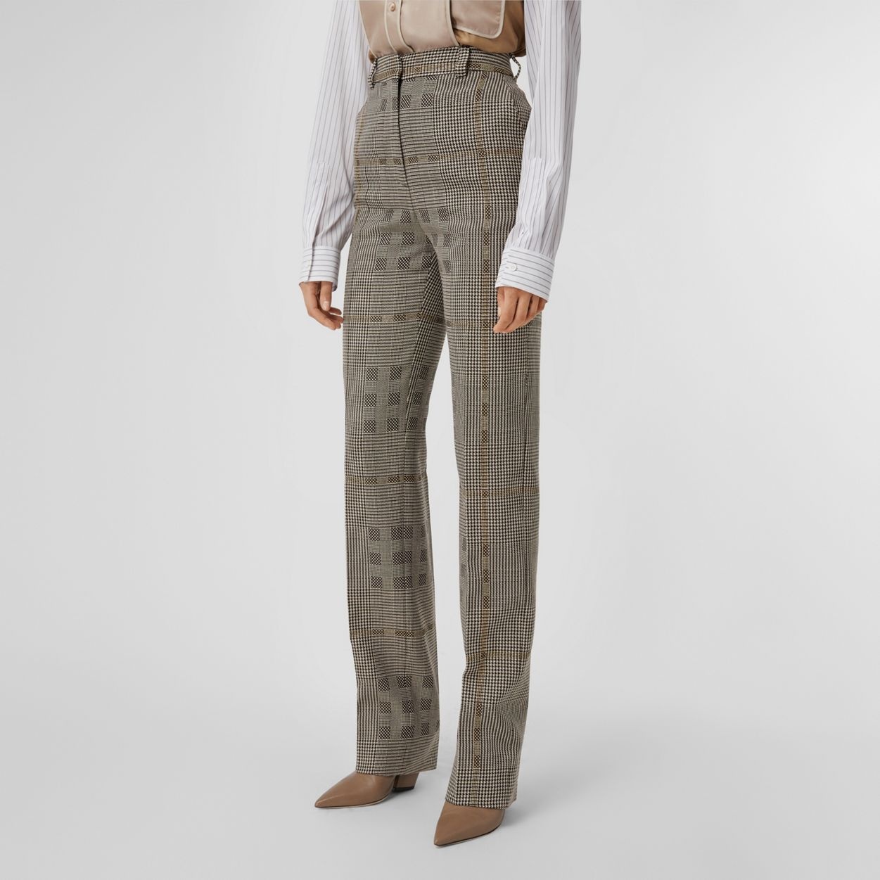 Check Wool Jacquard Tailored Trousers - 4