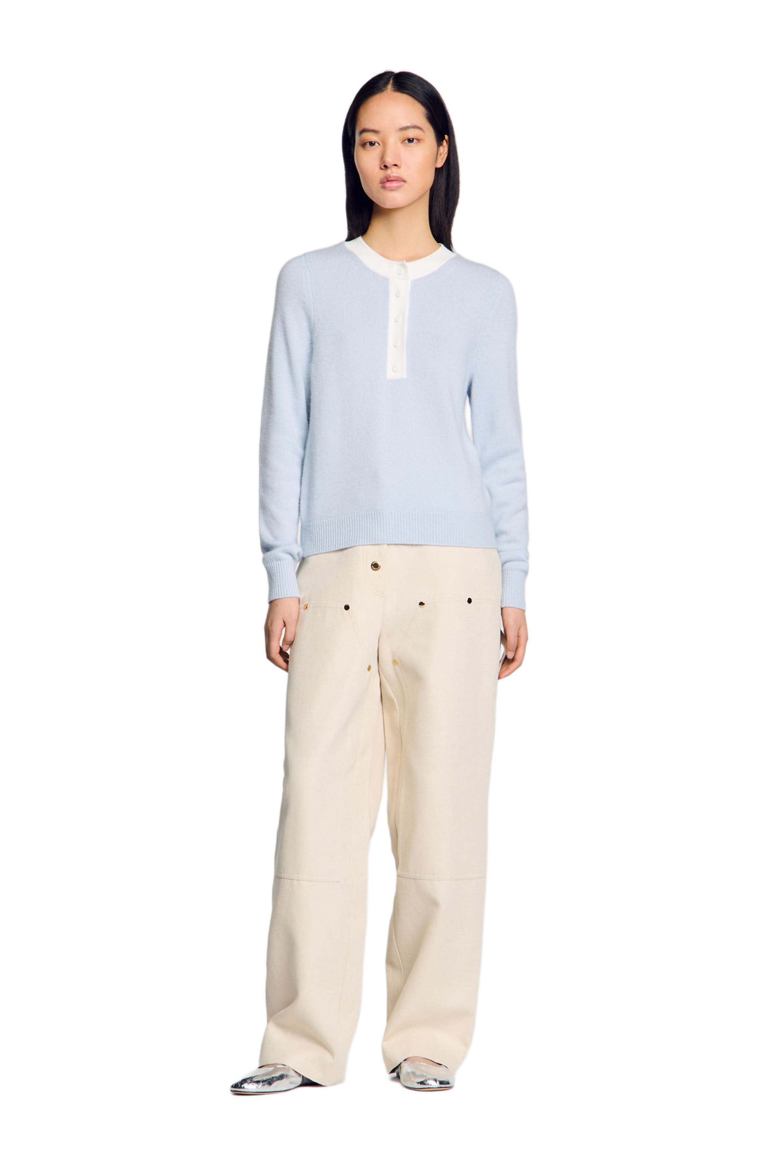 SANDRO Wool and cashmere sweater in Sky Blue at Nordstrom - 1