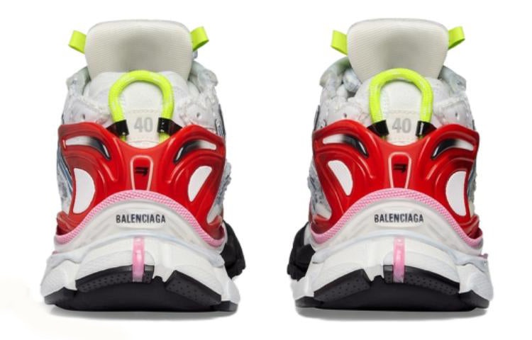 (WMNS) Balenciaga Runner Sneakers 'Worn Out White Blue Red Mesh and Nylon' 677402W3RB69645 - 4