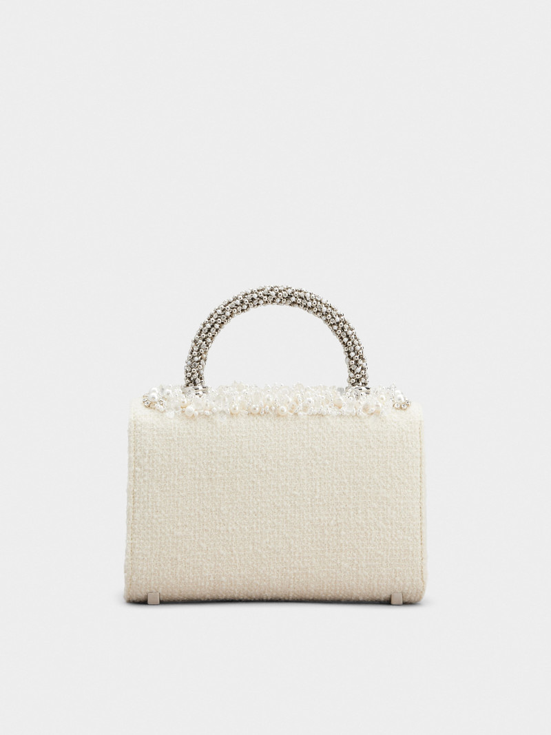 Flower Strass Pearl Mini Buckle Jewel Clutch Bag in Wool 3