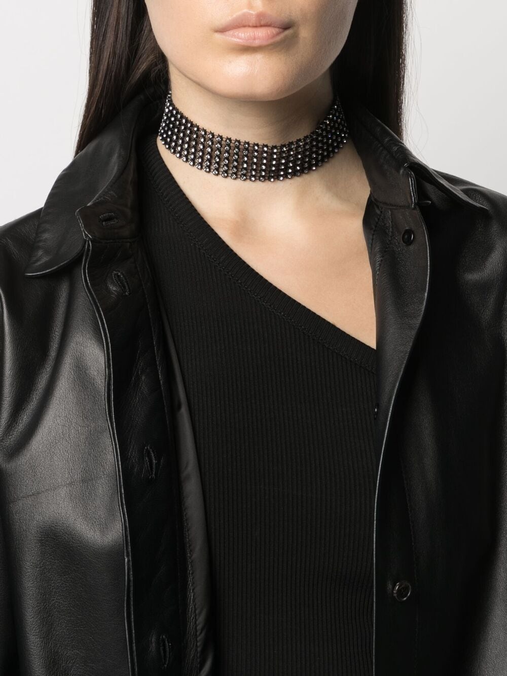 crystal-embellished mesh choker - 2