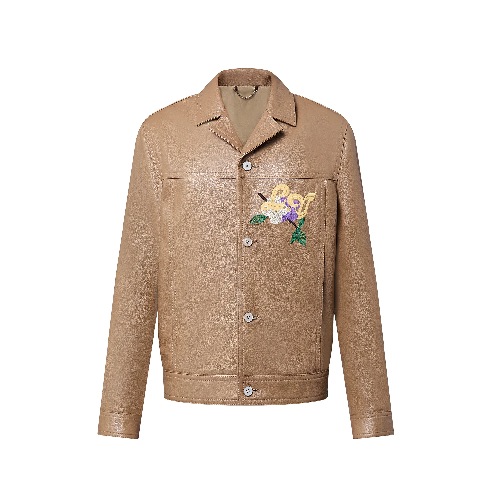 Embroidered Leather Blouson - 1
