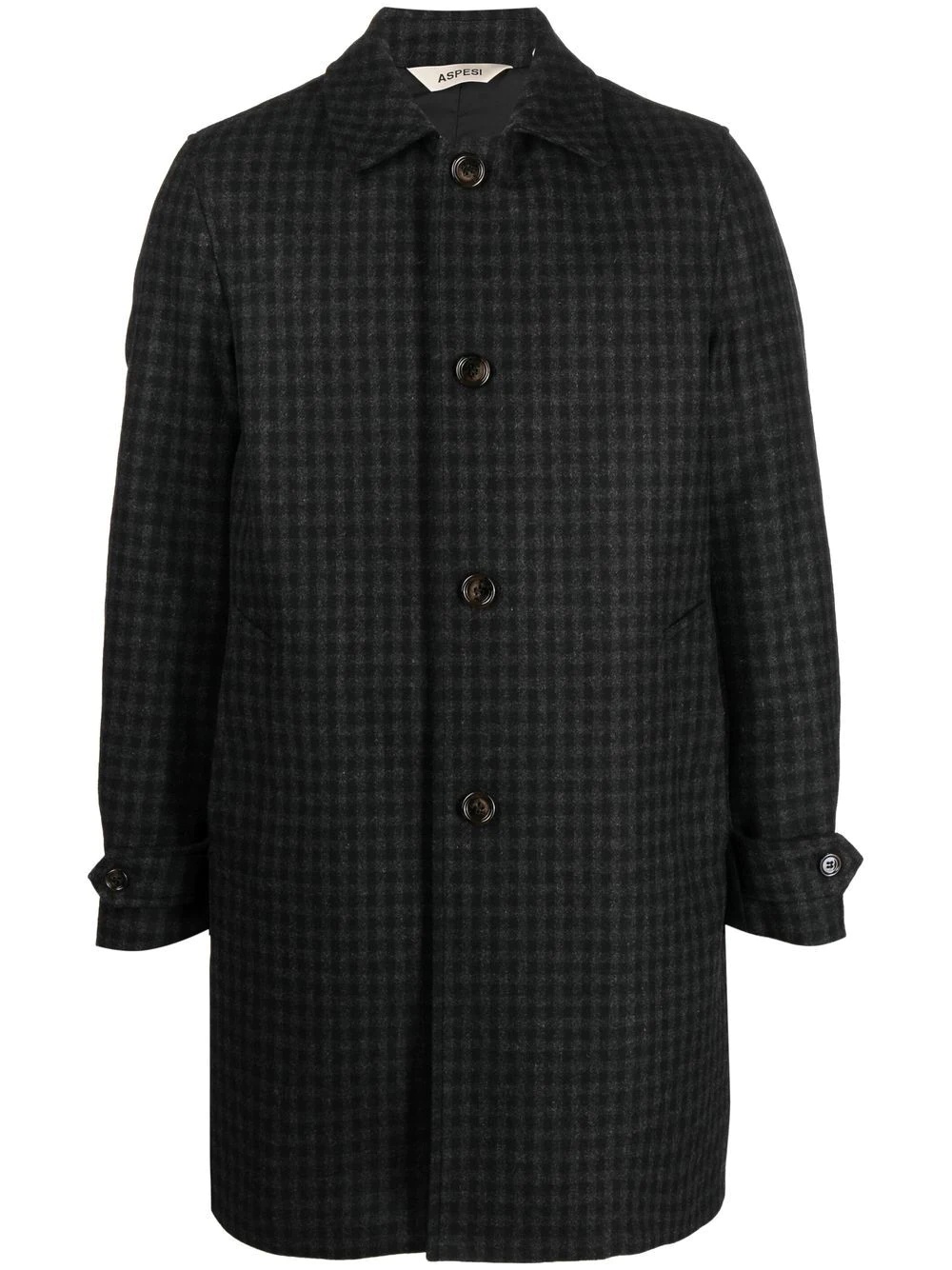 checked mid-length coat - 1