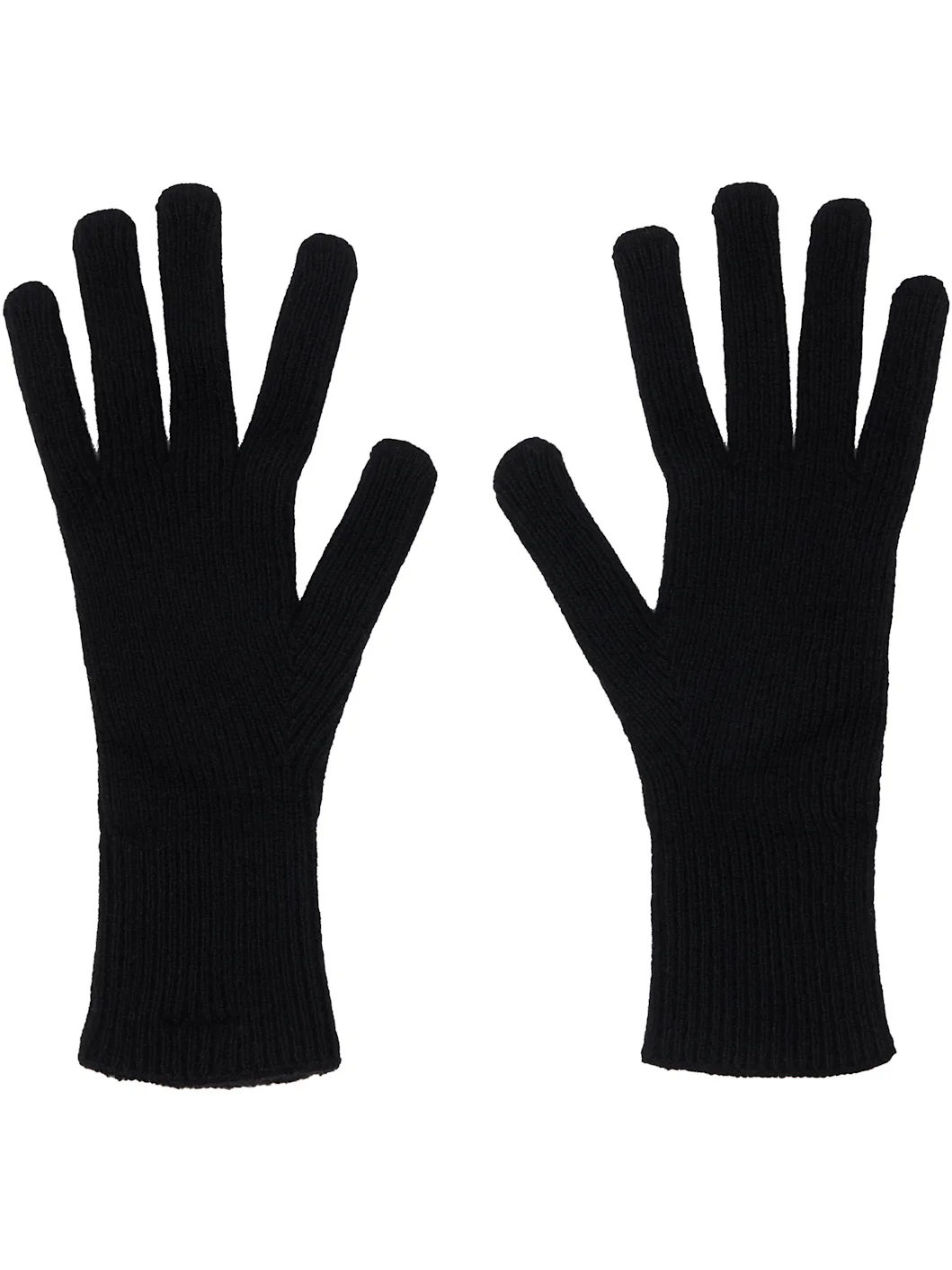 Black Ribbed Gloves - 1