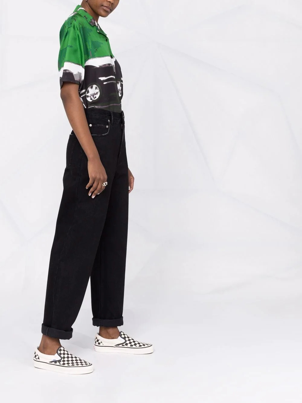logo-patch straight-leg trousers - 4