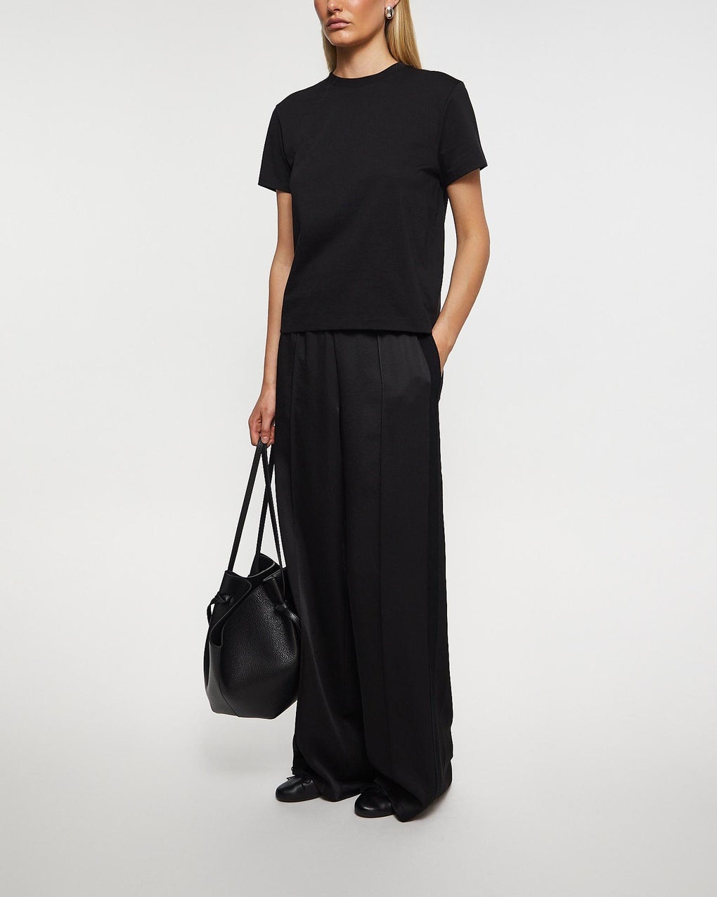 Trousers Mid Rise Side-Strap Crepe Black - 3