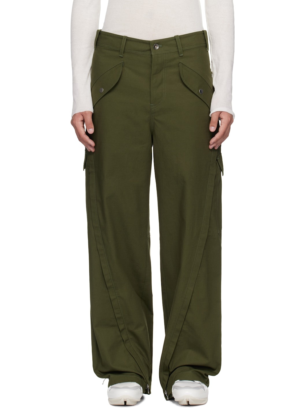 Khaki 3-Way Zip Cargo Pants - 1