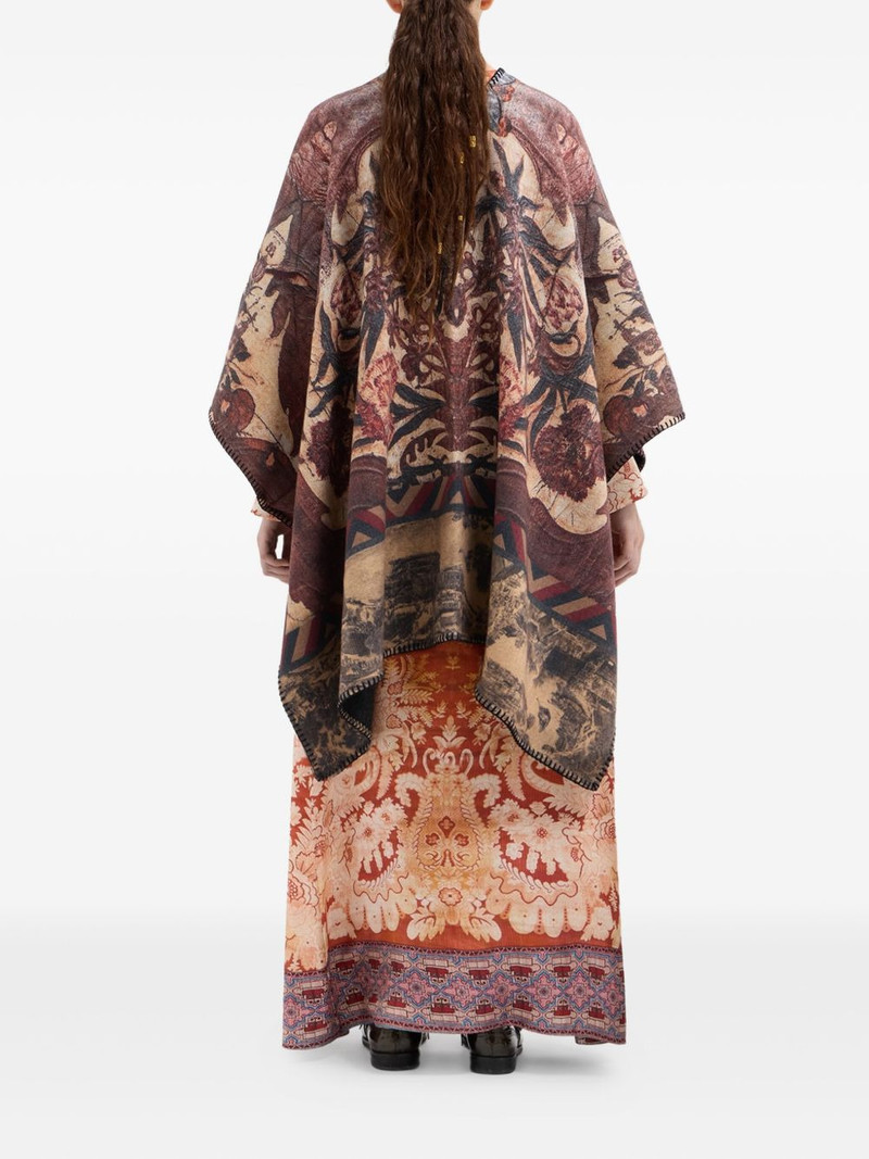 all-over print wool poncho 3