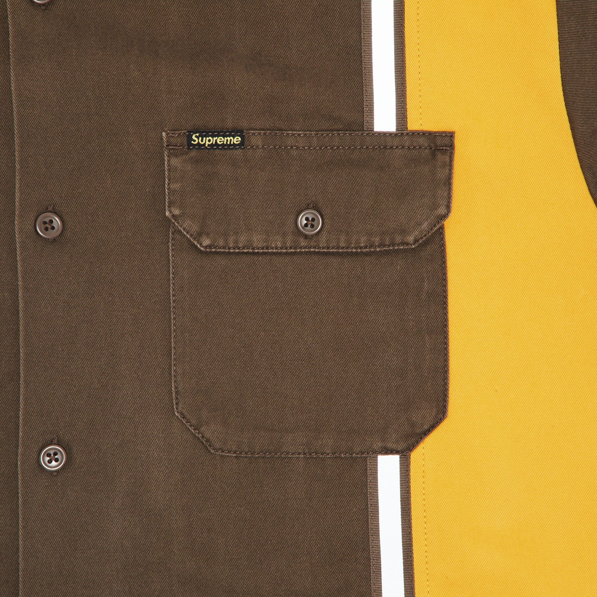 Supreme Reflective Stripe Short-Sleeve Work Shirt 'Brown' - 3