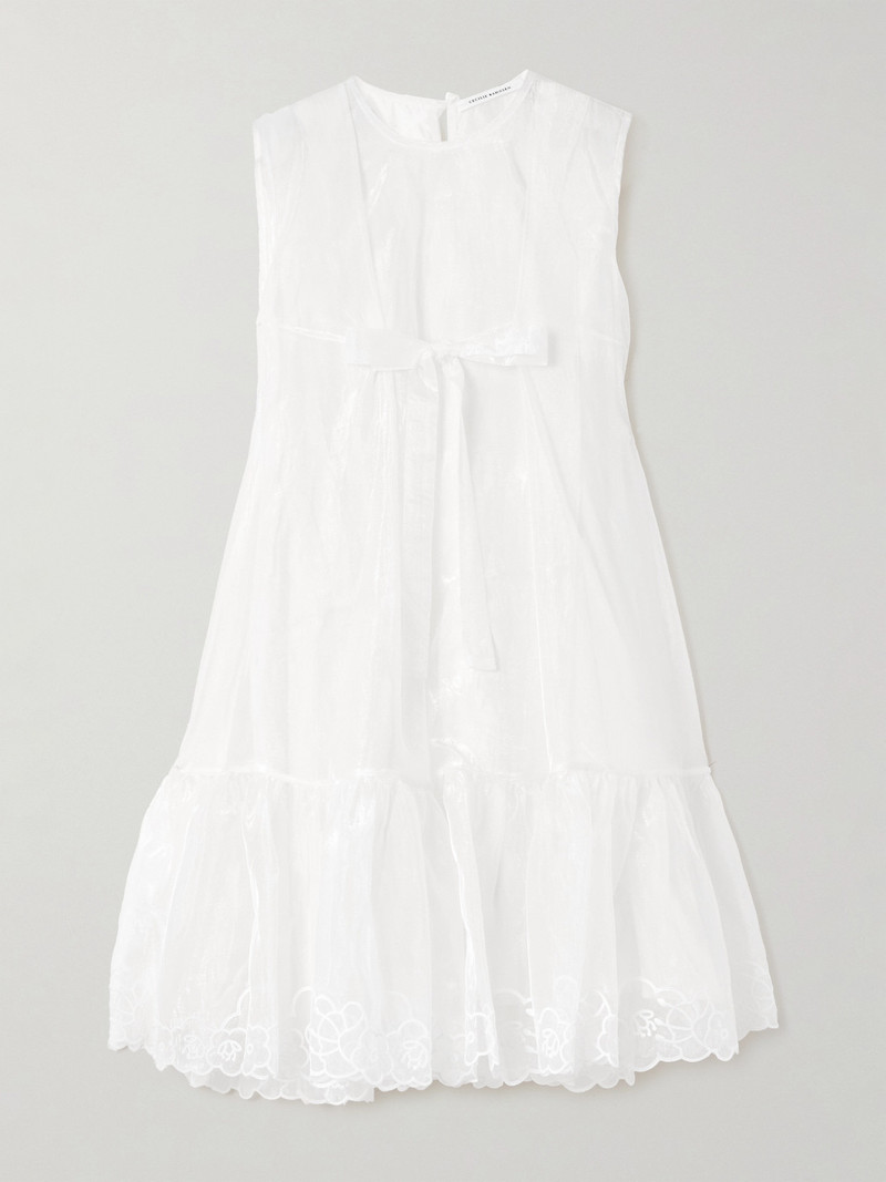 Embroidered Bow-embellished Organza Mini Dress 1