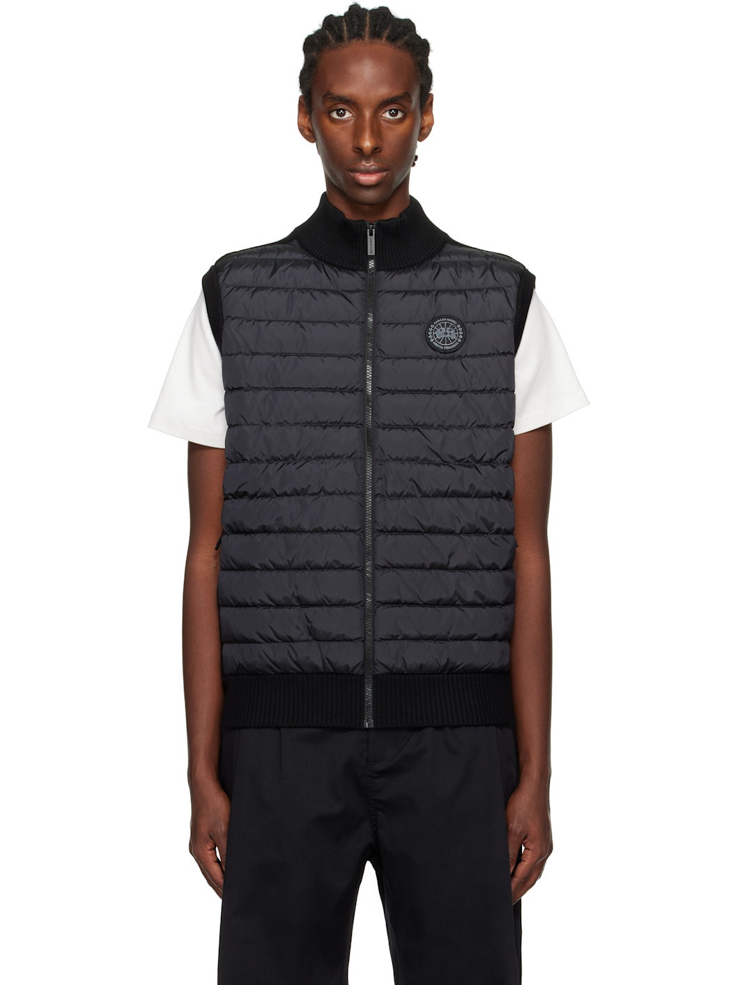 Black 'Black Label' HyBridge Knit Down Vest - 1