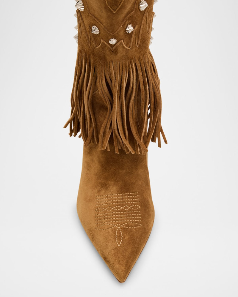 Santia Suede Fringe Red Sole Booties 4