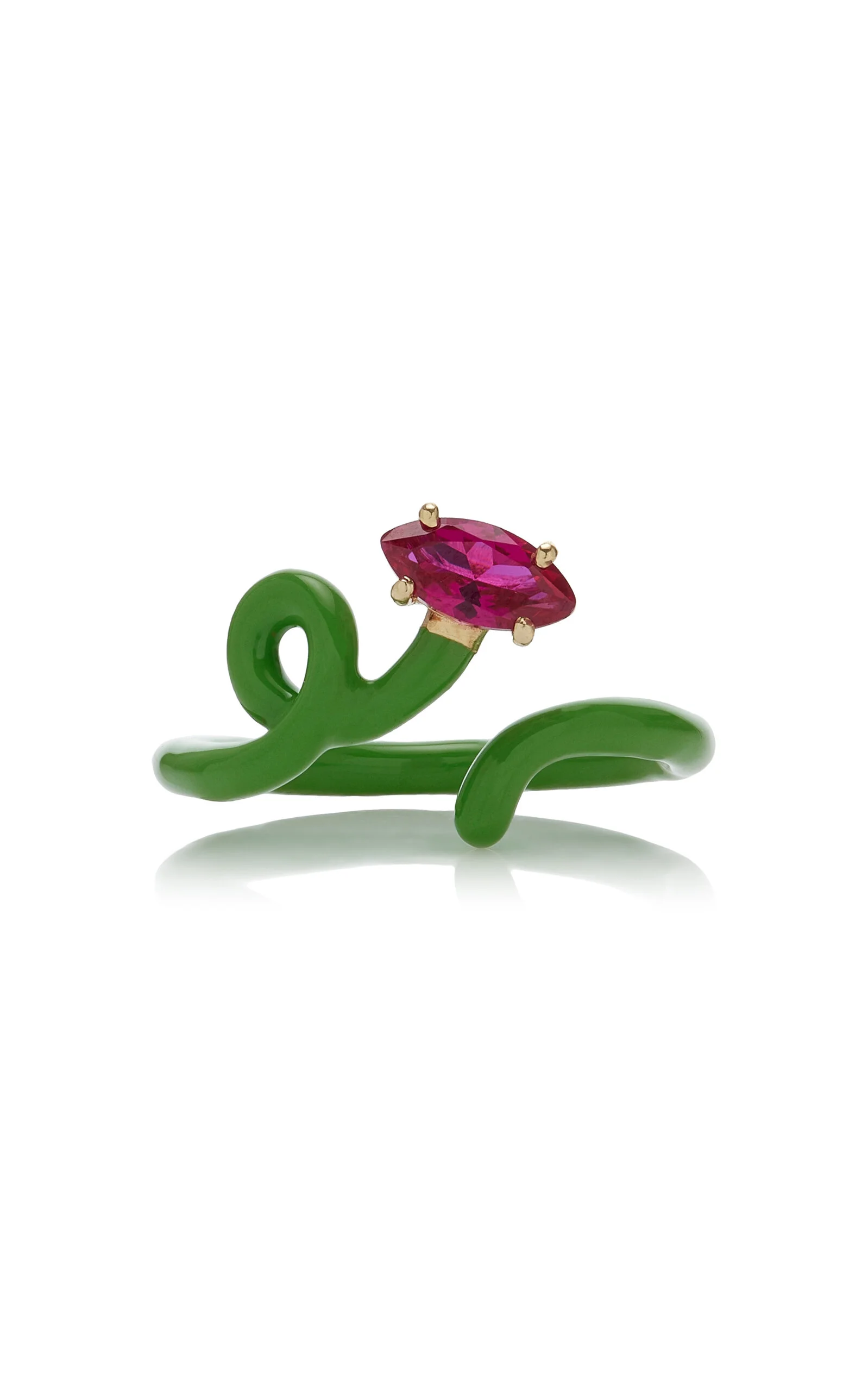 Enameled 9K Yellow Gold Corundum Ring multi - 1