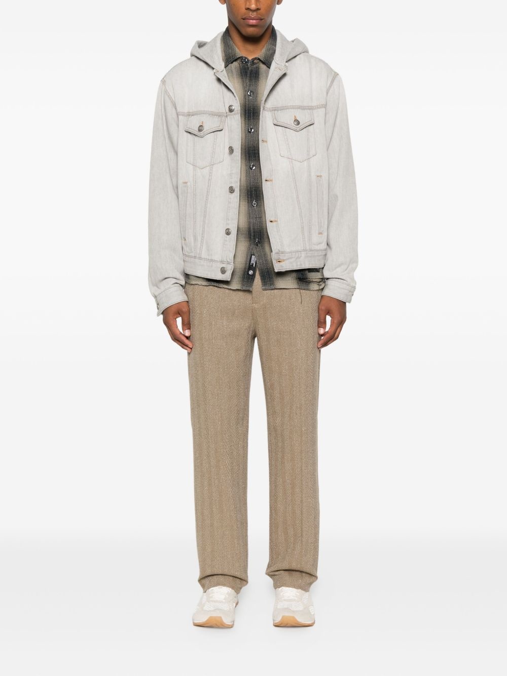 hooded denim jacket - 2