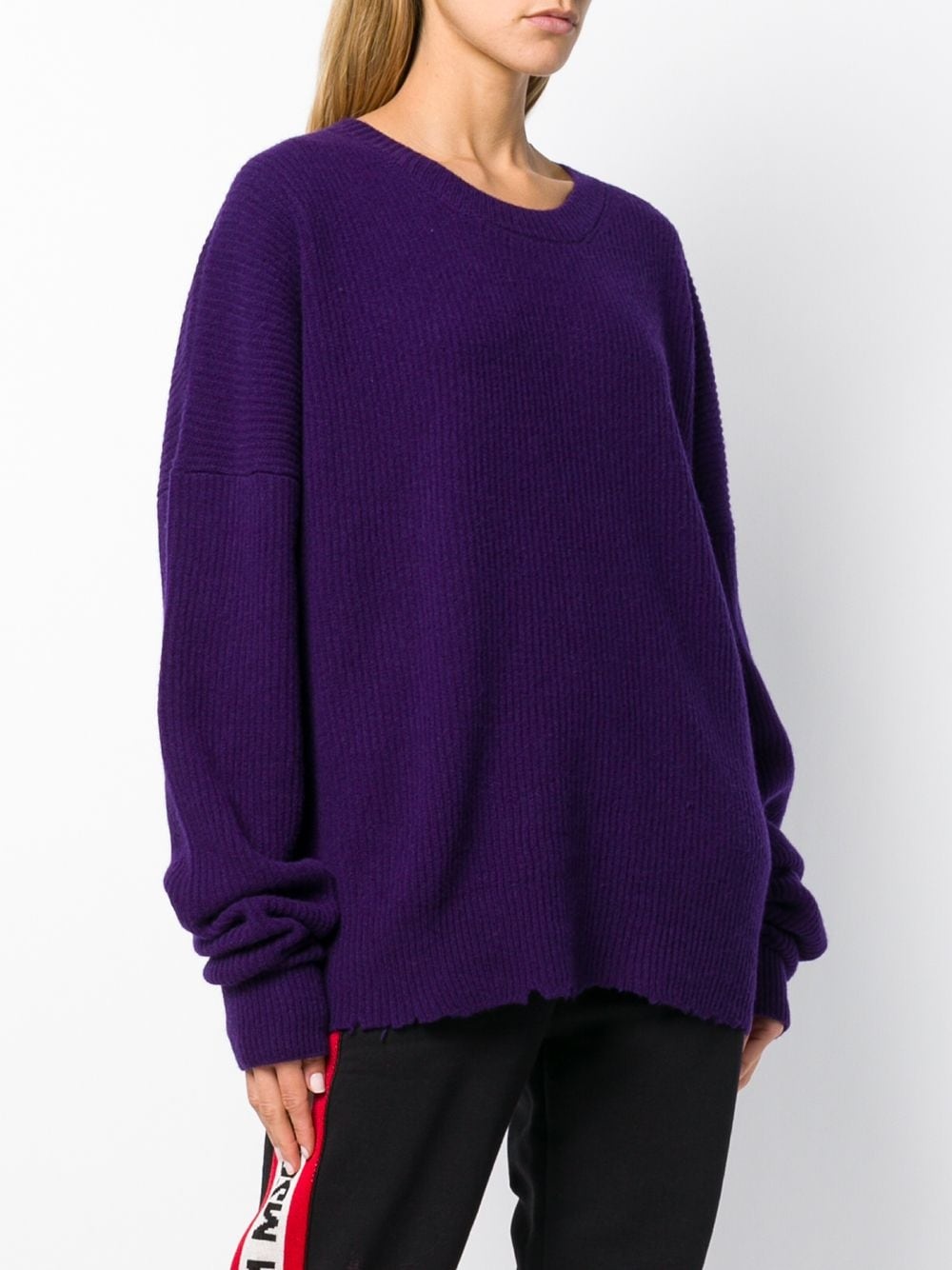 oversized distressed crew-neck sweater - 3