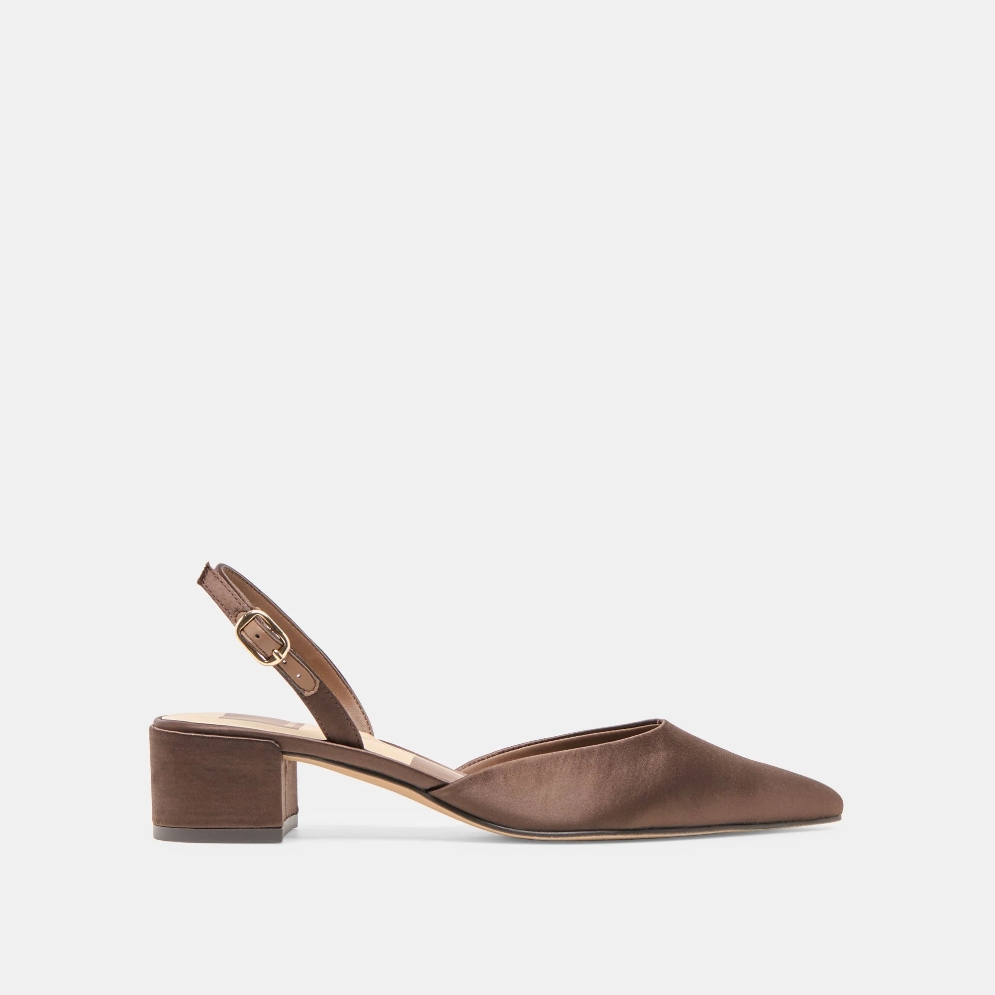 CAREL HEELS DK BROWN SATIN - 1