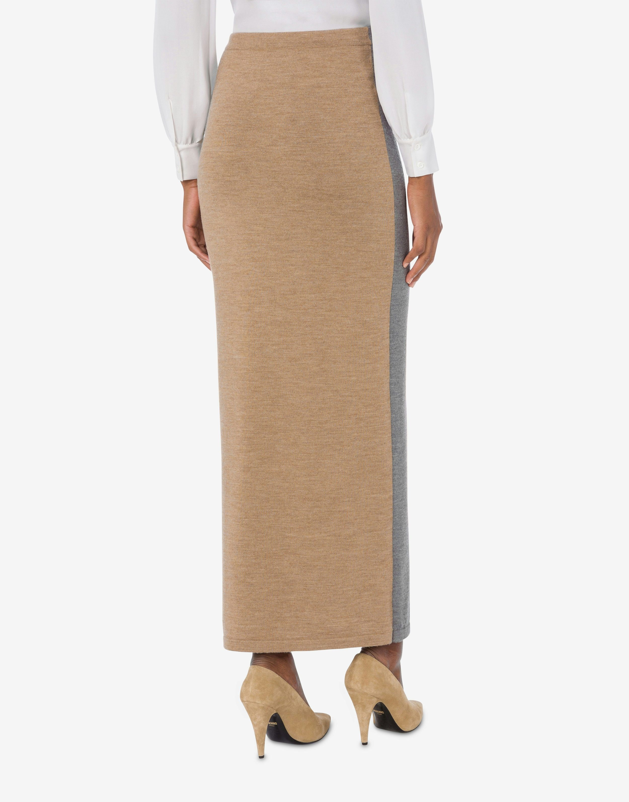 BICOLOR SKIRT IN EXTRAFINE MERINO WOOL - 3