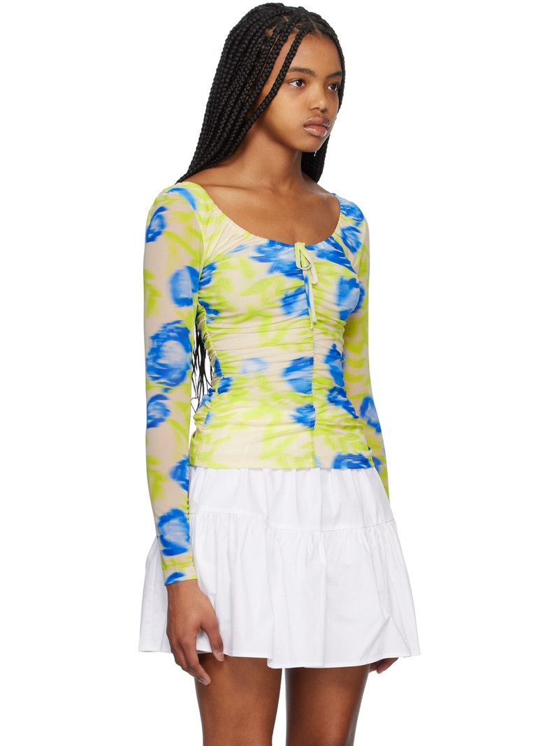 Green & Blue Printed Long Sleeve Blouse 2